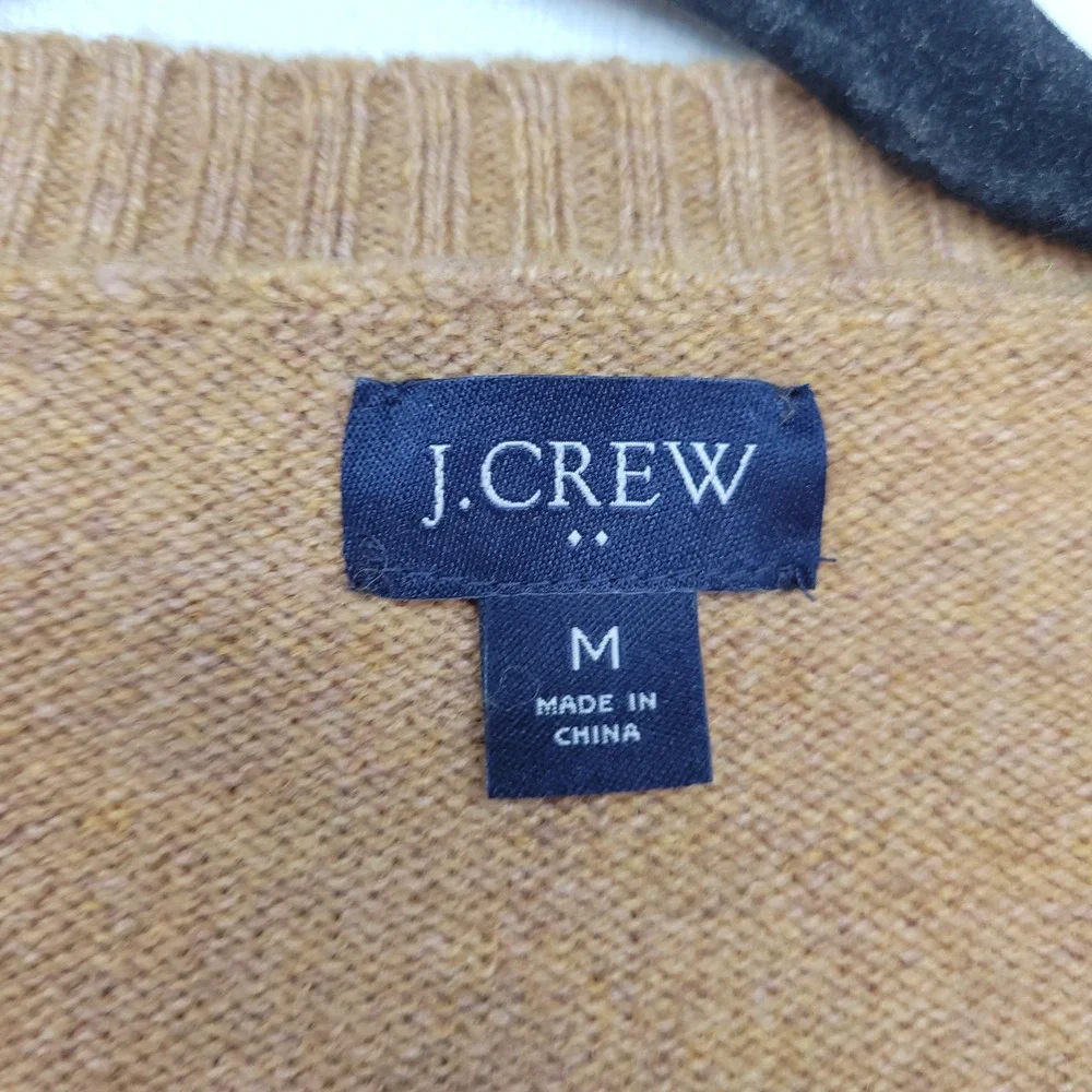 J.Crew Sweater Mens Medium Tan Lambswool Blend Raglan Crewneck Knit